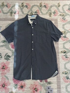 Denim & Flower Navy Microdot Short-Sleeve Button-Down Shirt